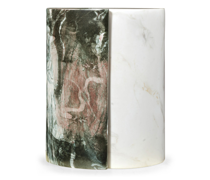 Circular Two–Piece Yin Yang Faux White & Black Marble Drinks Table