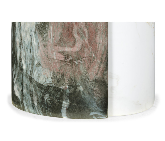 Circular Two–Piece Yin Yang Faux White & Black Marble Drinks Table