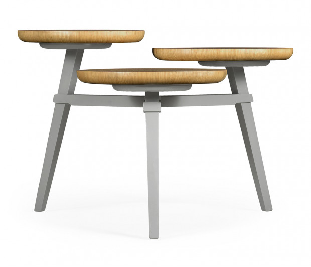 Architectural Coffee Table with Three Multi-Layered Circular Oysters