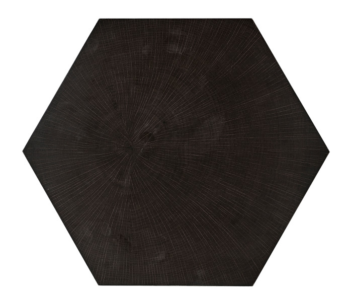 Architectural Hexagonal Black Mocha Oak Oyster Lamp Table