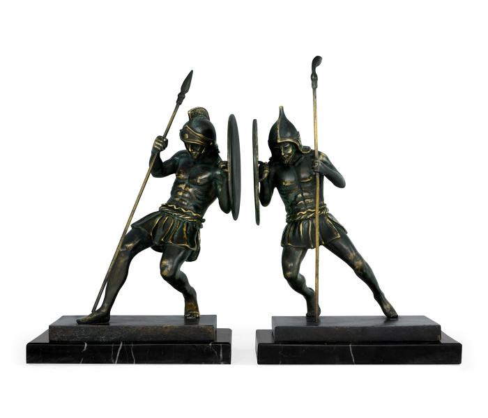 Pair of Dark Bronze Combatant Bookends