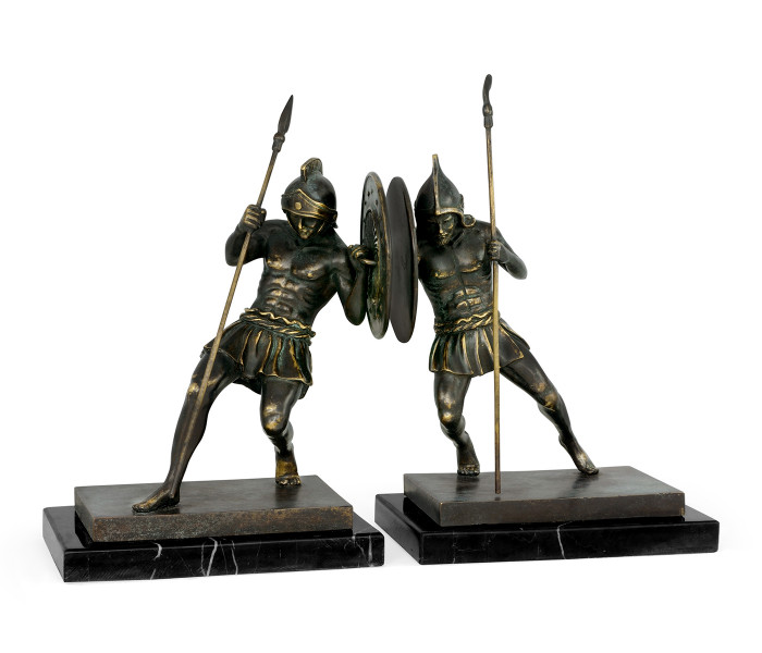 Pair of Dark Bronze Combatant Bookends