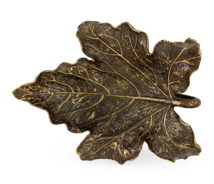 Three Rustic Bronze Leaf Dishes Three Rustic Bronze Leaf Dishes