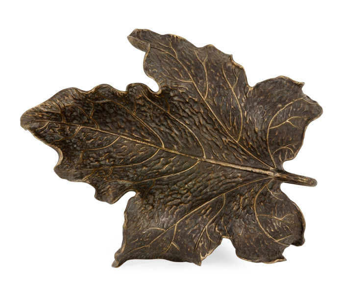 Three Rustic Bronze Leaf Dishes Three Rustic Bronze Leaf Dishes