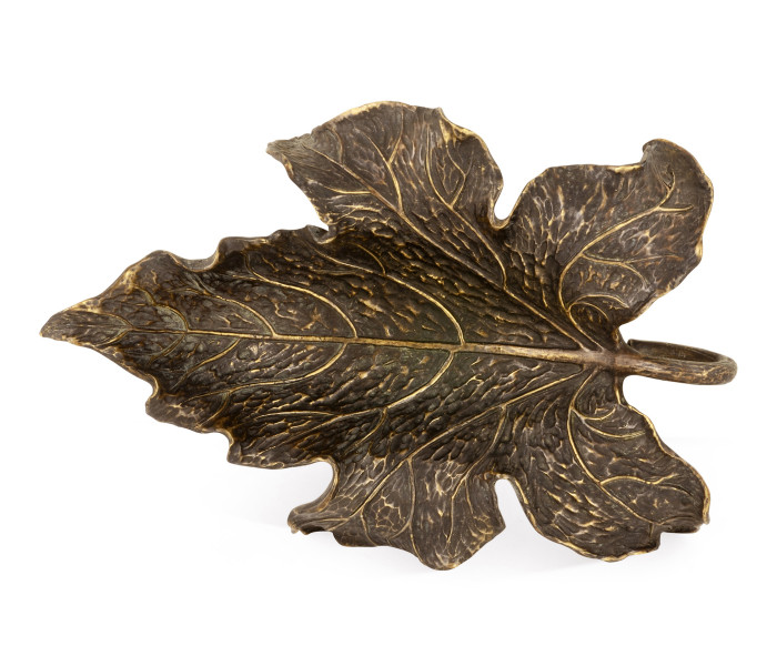 Three Rustic Bronze Leaf Dishes Three Rustic Bronze Leaf Dishes