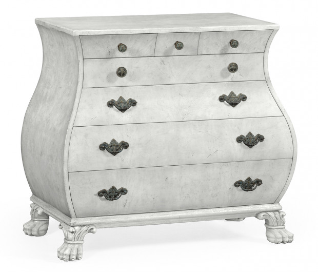 Grey mahogany bombe chest