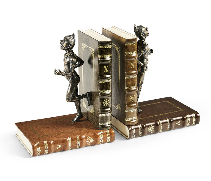 Pair of Antique Dark Bronze Elf Bookends Pair of Antique Dark Bronze Elf Bookends