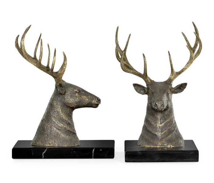 Pair of Light Brass Deer Mounted Bookends Pair of Light Brass Deer Mounted Bookends