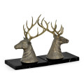 Pair of Light Brass Deer Mounted Bookends