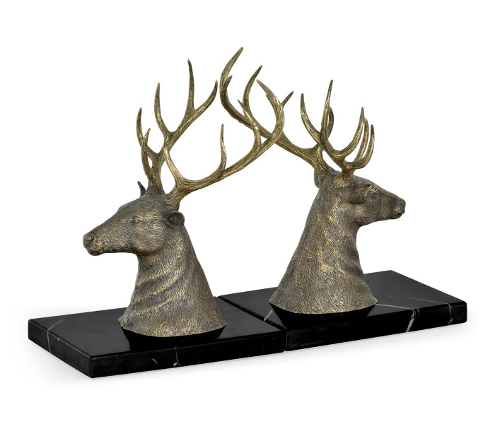 Pair of Light Brass Deer Mounted Bookends Pair of Light Brass Deer Mounted Bookends
