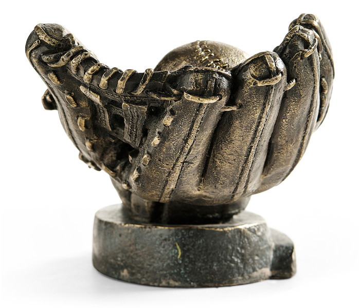 Antique Dark Bronze Baseball Mitt & Ball