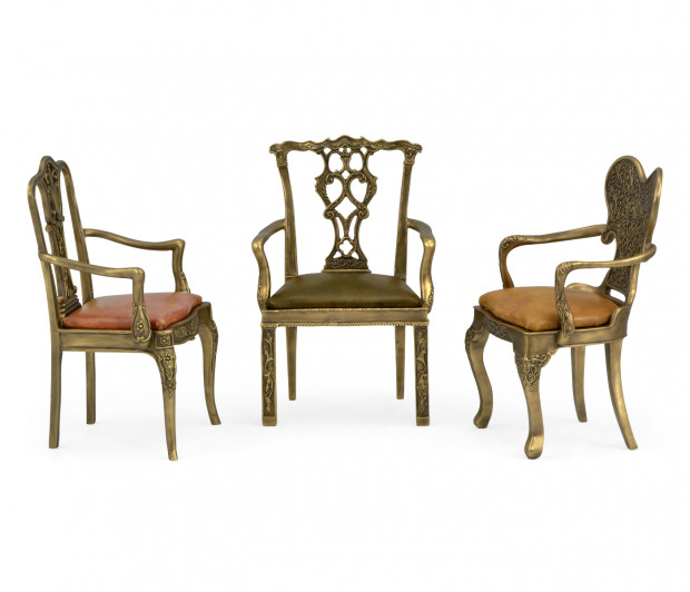 Set of Light Brass Miniature Dining Chairs