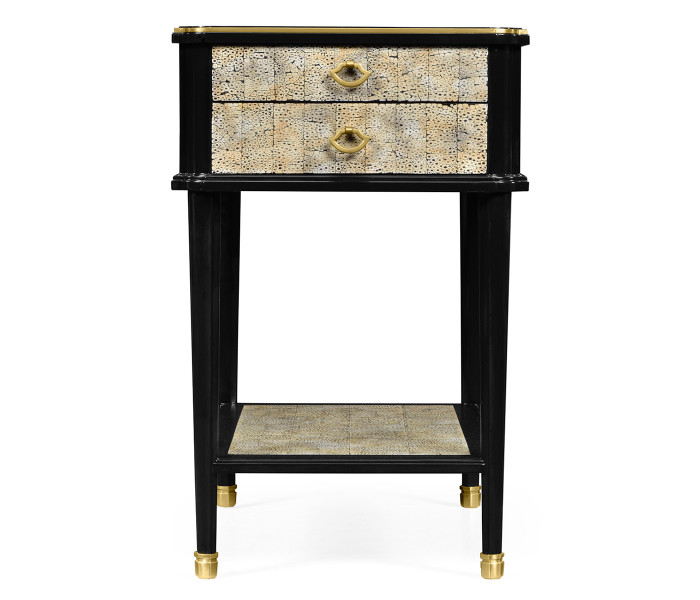 Black End Table with Eggshell & Bronze Detailing