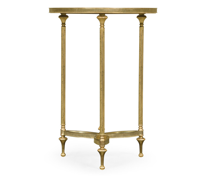 Small Round Dark Santos & Brass End Table