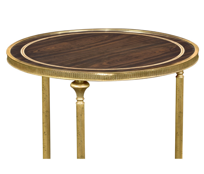 Small Round Dark Santos & Brass End Table