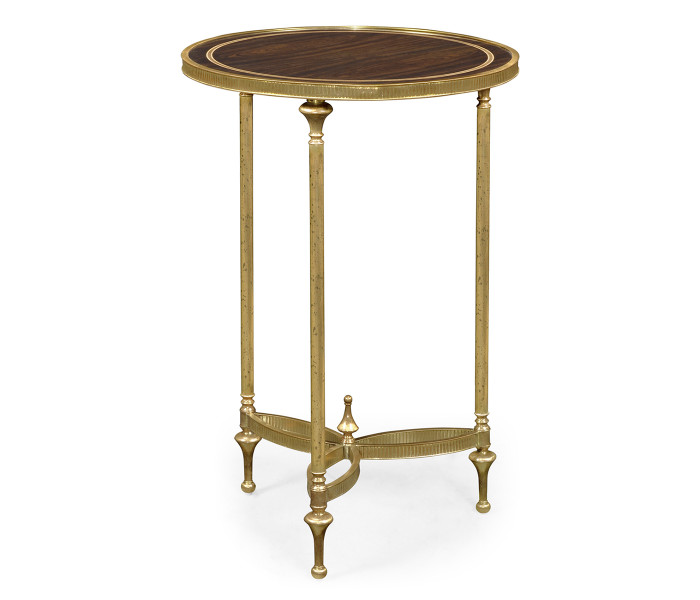 Small Round Dark Santos & Brass End Table