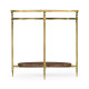 Oval Brass & Dark Santos Lamp Table with Antique Mirror Top