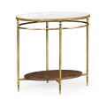 Oval Brass & Dark Santos Lamp Table with Antique Mirror Top