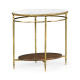 Oval Brass & Dark Santos Lamp Table with Antique Mirror Top