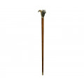Mahogany Walking Stick with Brass Wolf Topper