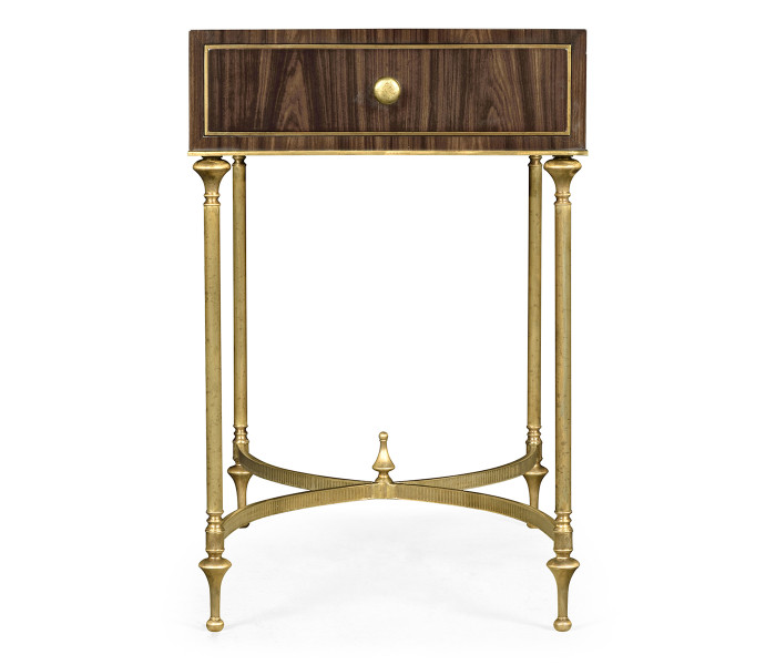 Rectangular Dark Santos & Brass End Table