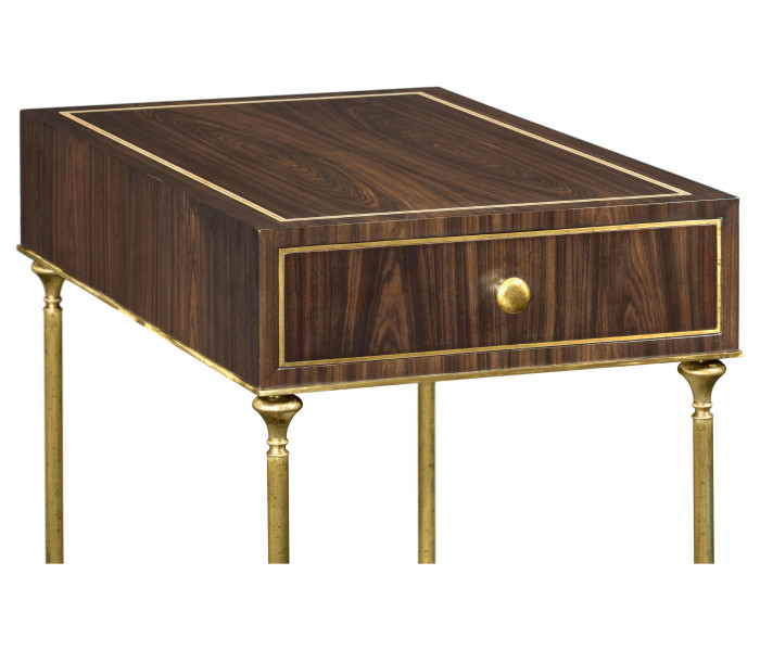 Rectangular Dark Santos & Brass End Table