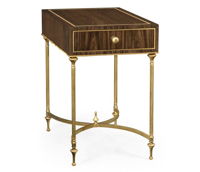 Rectangular Dark Santos & Brass End Table