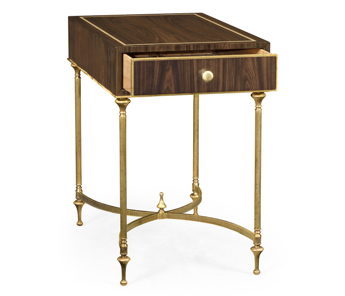 Rectangular Dark Santos & Brass End Table