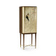 Handpainted Birds on Rich Walnut & Light Gold Foil Drinks Cabinet