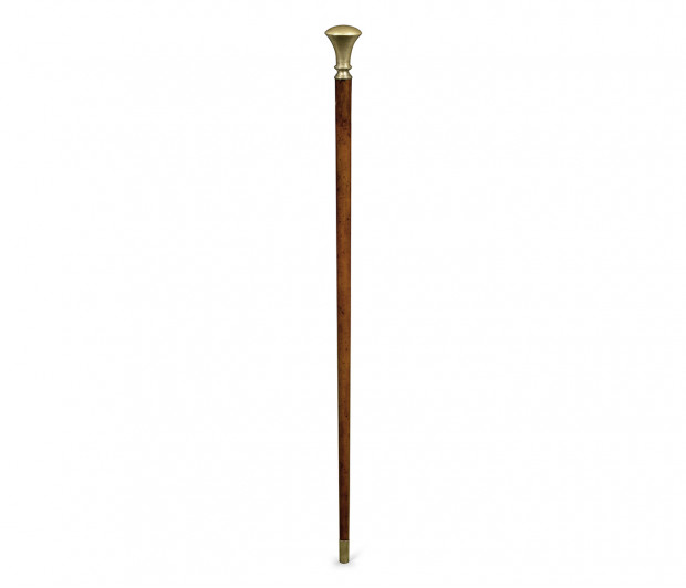 Mahogany Walking Stick with Brass Pommel Topper