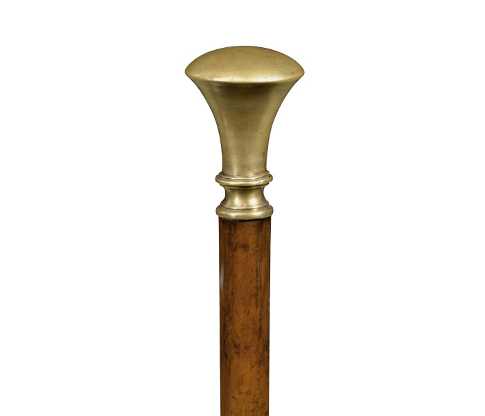 Mahogany Walking Stick with Brass Pommel Topper