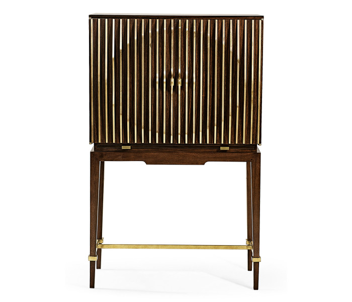 Ebony & Ribbed Antique Satin Brass Drinks Cabinet