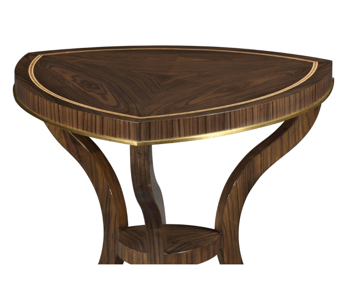 Triangular Dark Santos & Brass Side Table Triangular Dark Santos & Brass Side Table