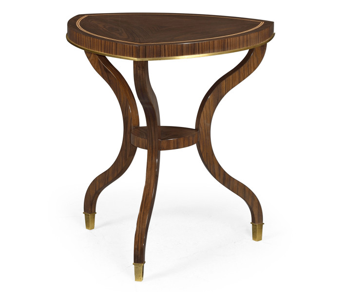 Triangular Dark Santos & Brass Side Table Triangular Dark Santos & Brass Side Table