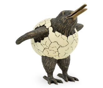 Antique Dark Bronze Kiwi In Broken Eggshell