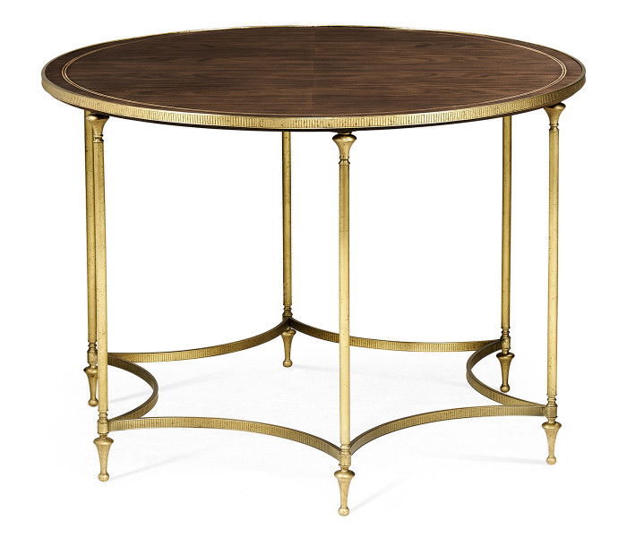 Round Dark Santos & Brass Centre Table with Six Leg Base