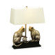 Antique Dark Bronze Cats & Yarn Lamp