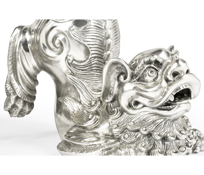 White Stainless Steel Foo Dog Bookends