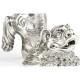 White Stainless Steel Foo Dog Bookends