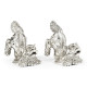 White Stainless Steel Foo Dog Bookends