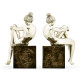 Set of White Brass Nude Girl Bookends