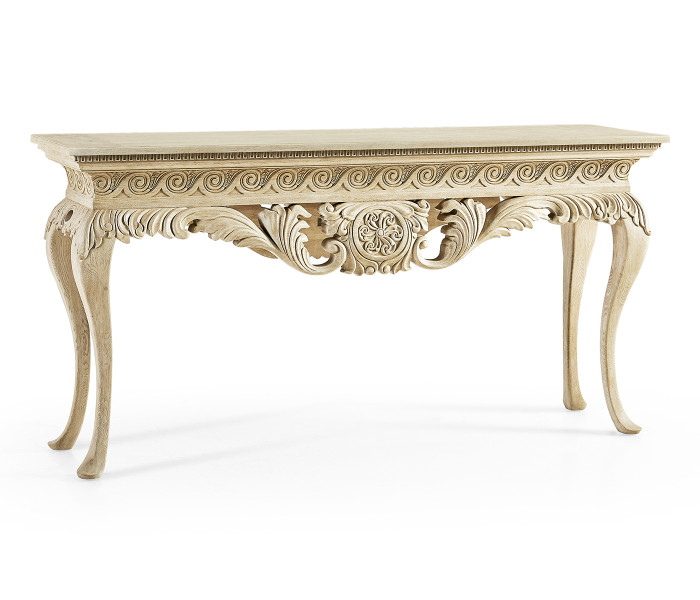 Incus Carved Console W/ Wood Top Incus Carved Console W/ Wood Top