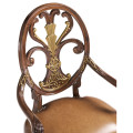 Sheraton Style Burl Walnut Oval Back Arm Chair