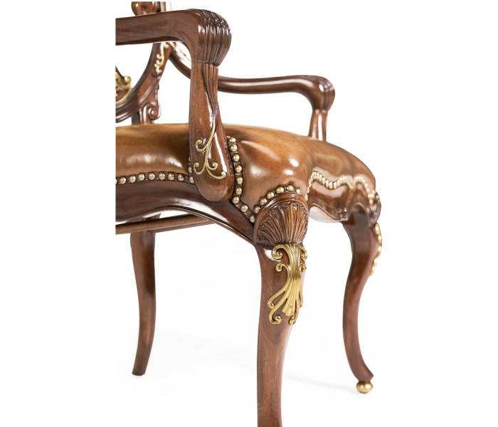 Sheraton Style Burl Walnut Oval Back Arm Chair