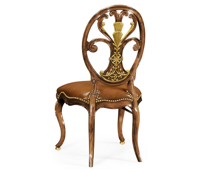 Sheraton Style Burl Walnut Oval Back Side Chair