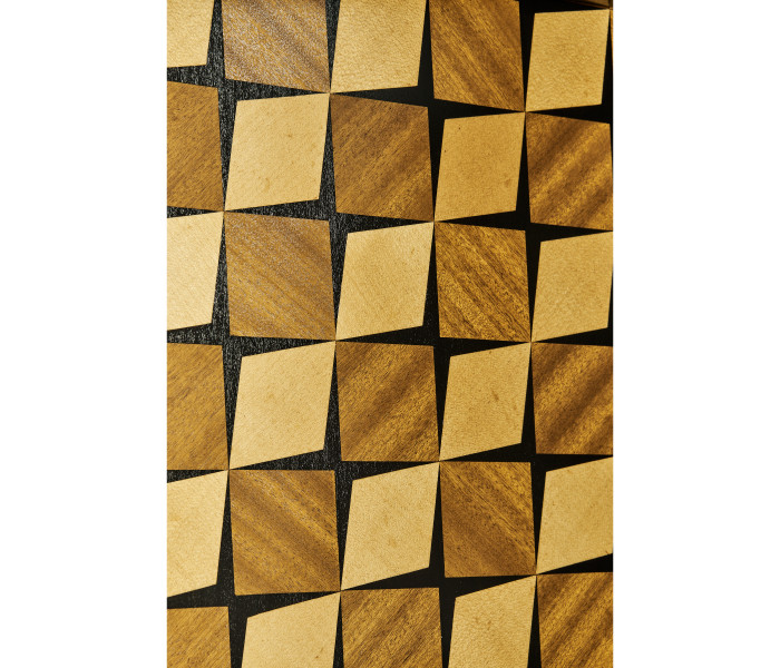 Black Bookcase with Interior Geometric Pattern