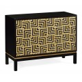 Black Storage Cabinet with Patterned Front