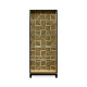 Black Display Cabinet with Interior Geometric Pattern