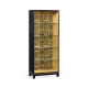 Black Display Cabinet with Interior Geometric Pattern