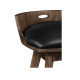 Natural Walnut Counter Stool, Upholstered in Black Leather with swivel